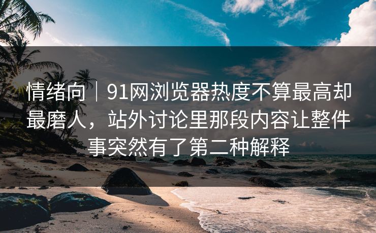 情绪向｜91网浏览器热度不算最高却最磨人，站外讨论里那段内容让整件事突然有了第二种解释
