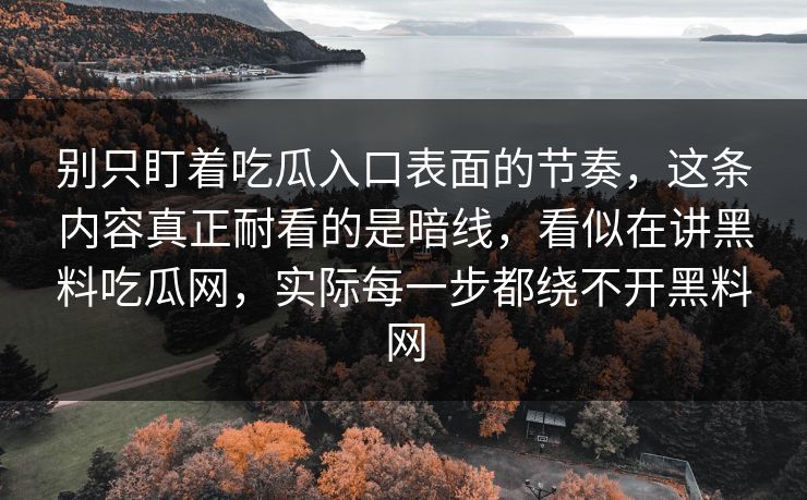 别只盯着吃瓜入口表面的节奏,这条内容真正耐看的是暗线,看似在讲黑料吃瓜网,实际每一步都绕不开黑料网