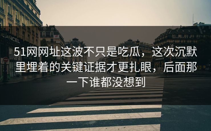 51网网址这波不只是吃瓜，这次沉默里埋着的关键证据才更扎眼，后面那一下谁都没想到